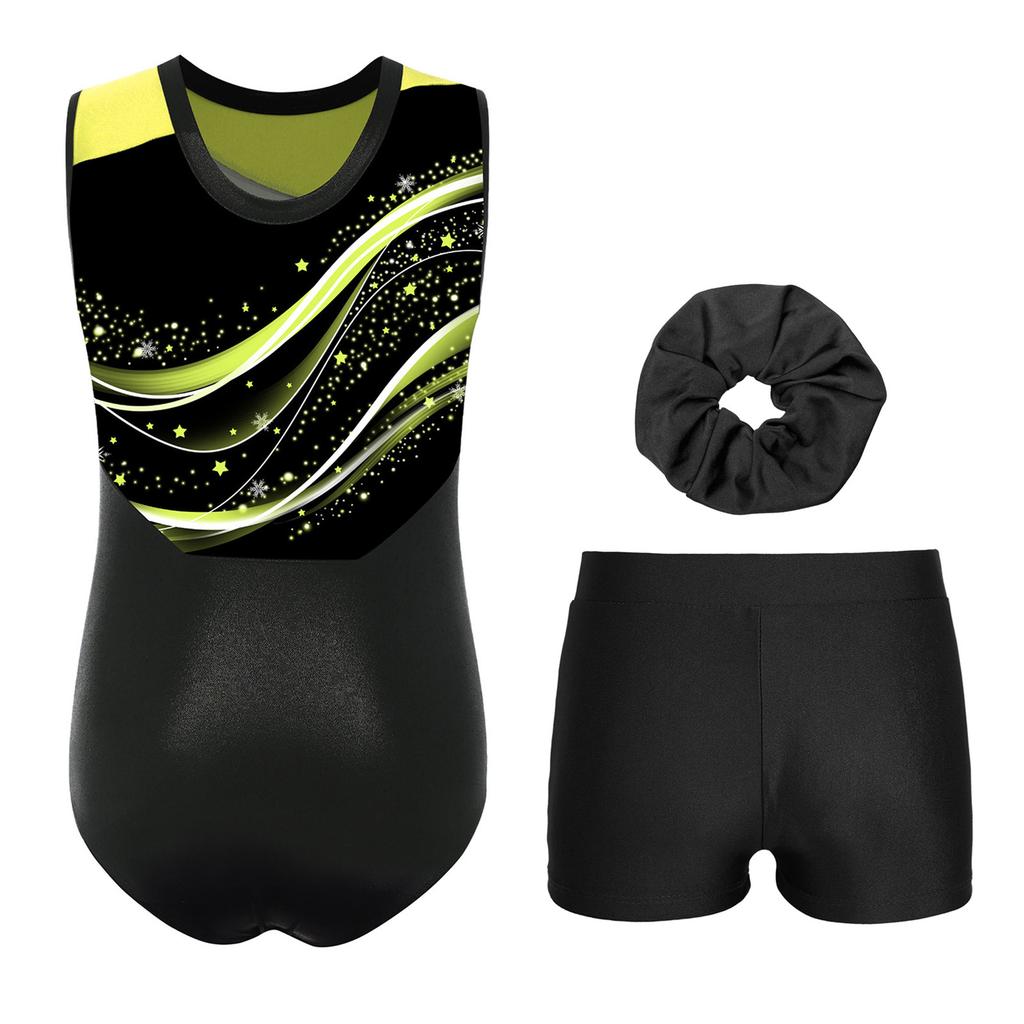 Girls Liturgical Dance Outfit Sleeveless Color Block Metallic Patchwork Dress with Wide Leg Pants