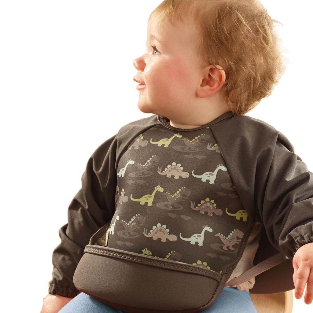 Bibetta Waterproof Apron with Ultra Raglan Dinosaur Roll-Up Sleeves, Bib, Sleeves,
