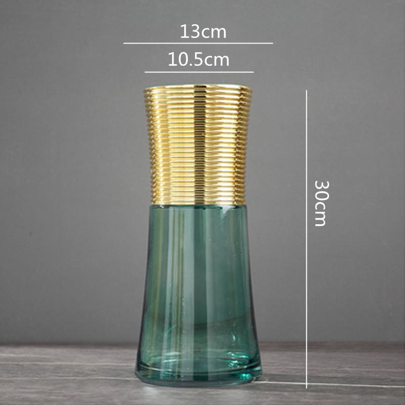 Metal Glass Vase Gold Round Flower Arrangement Accessories Flower Vase Home Furnishing Decoration Transparent Terrarium