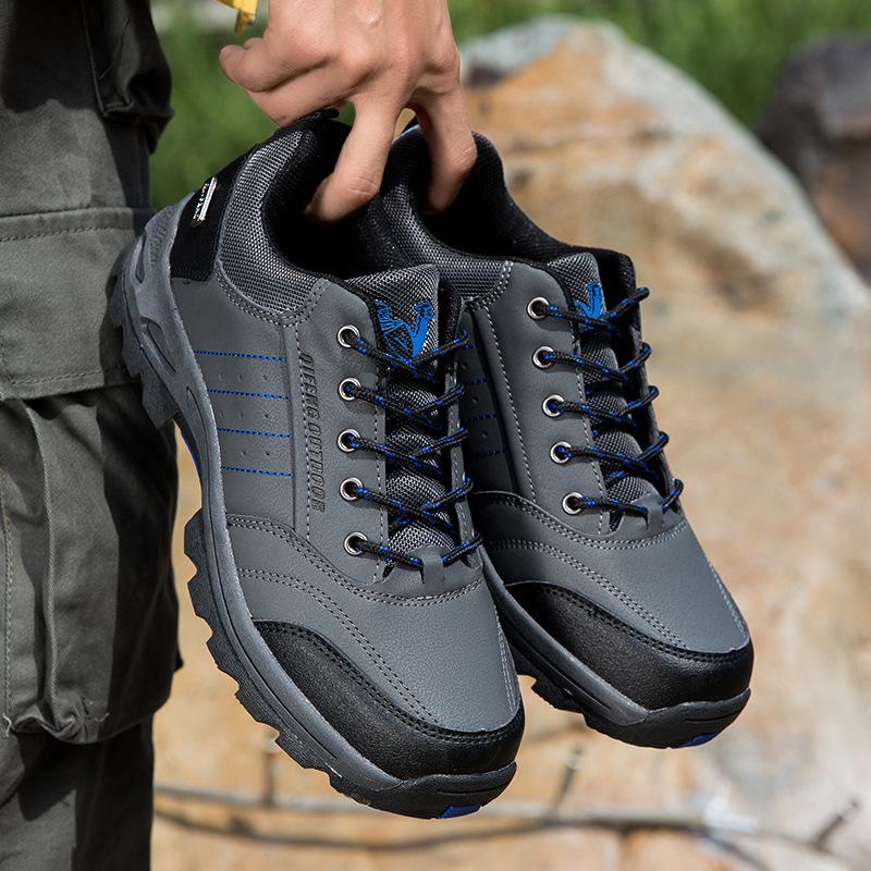 Autumn and Winter Large Size Low-top Mountaineering Men's Shoes Outdoor Sports Hiking Shoes Velvet Platform Casual Travel Shoes Men