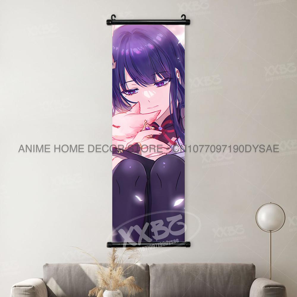 Game Genshin Impact Poster Sexy Anime Mona Home Decor Scroll Picture Sucrose Wall Art Decorative Hanging Painting Interior Mural