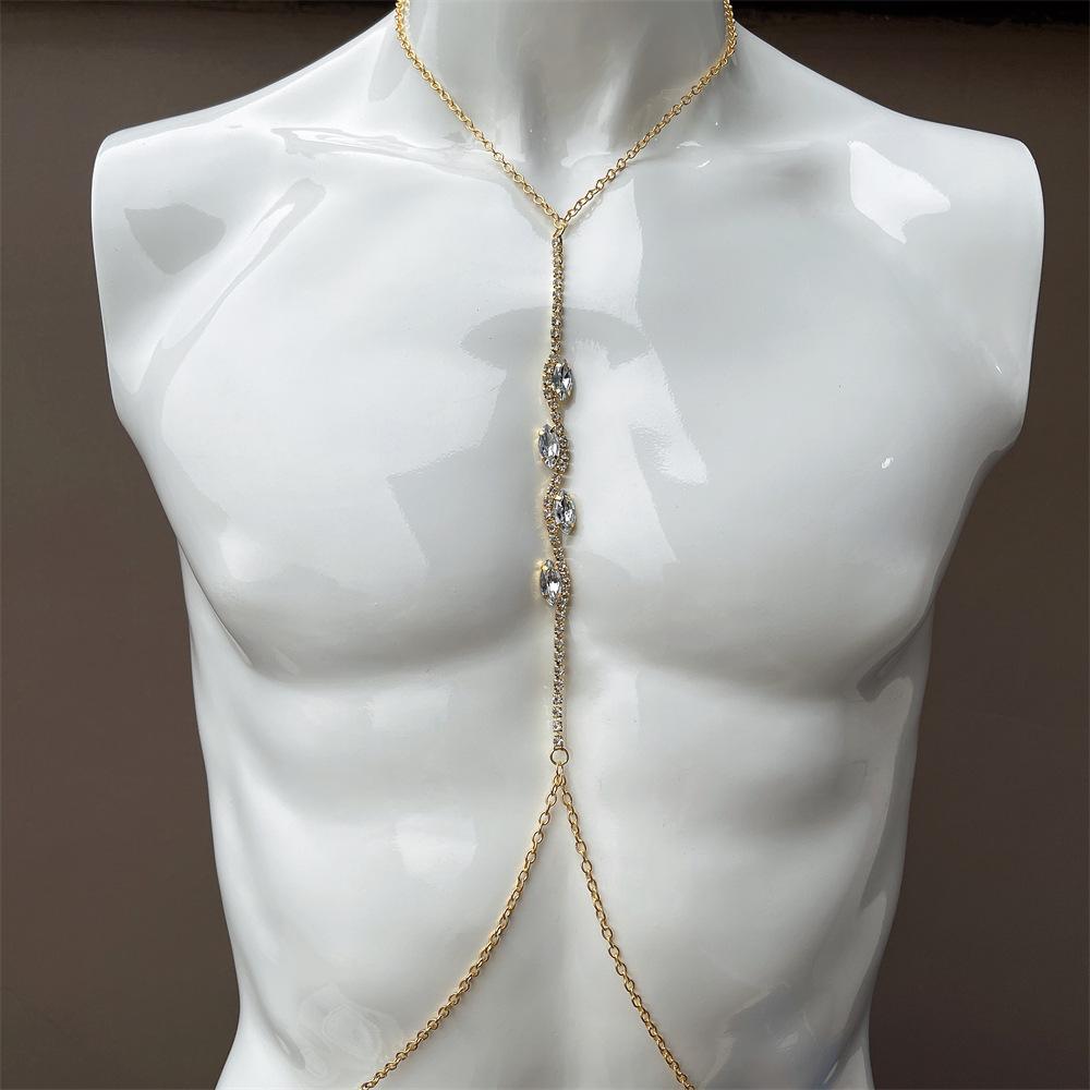 

New Chest Chain, Fashionable White Diamond Colored Diamond Chest Rest, Sexy Rhinestone Body Chain Accessories Women S Body Chain silver plated