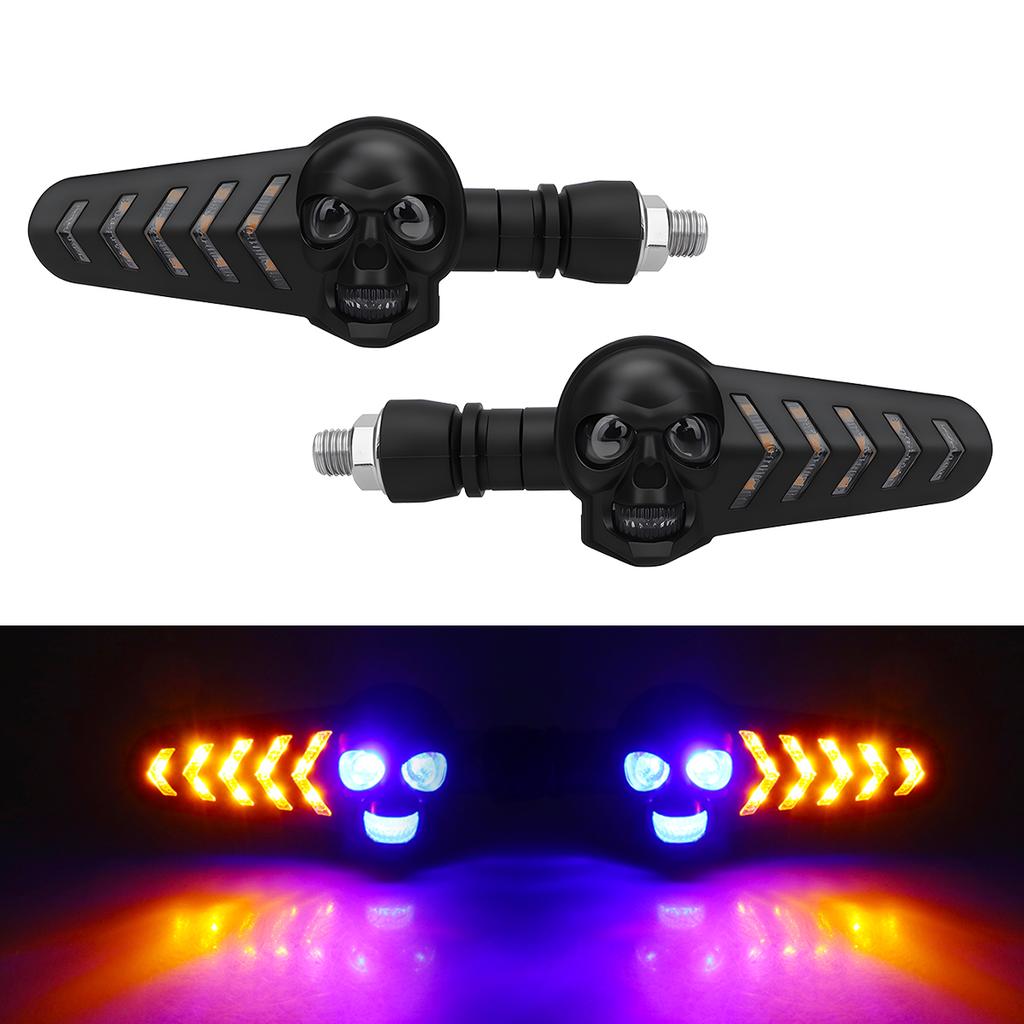 2PCS Motorcycle LED Turn Signal Light 12-24V Flashing Indicator Lamp Dual Color DRL Tail Brake Lamp Decorative For YAMAHA Honda