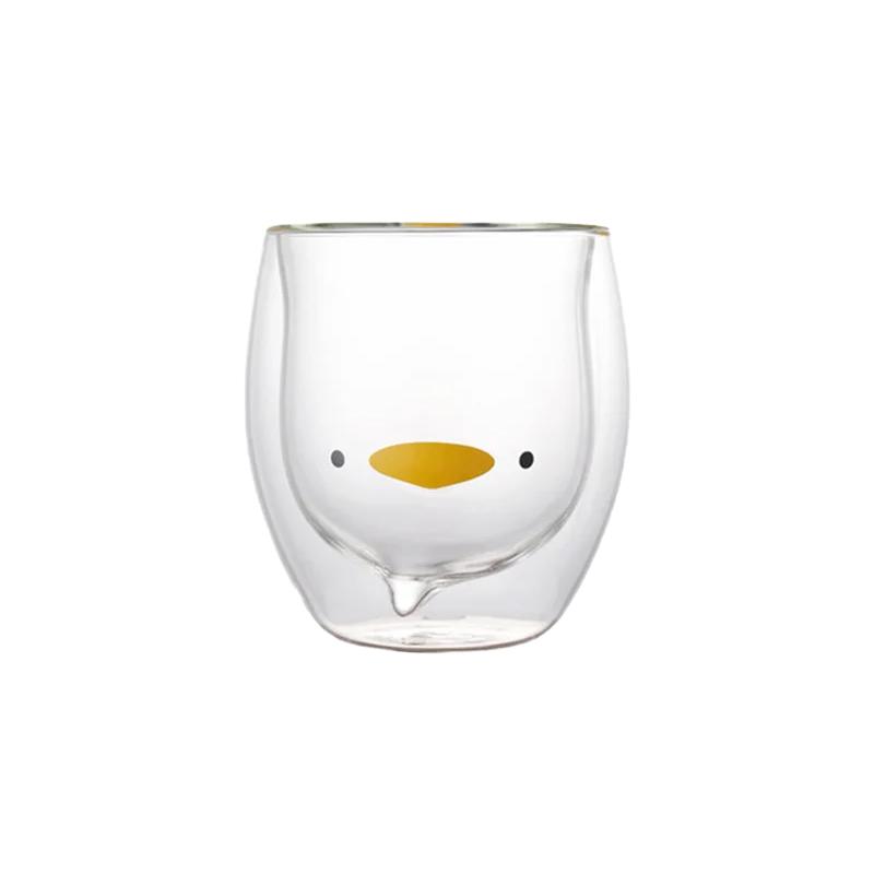 300ml Creative Double Wall Glass Mug Cute Beer Milk Coffee Cup Bear Cat Dog Animal Double-layer Glass Mug Valentine's Day Gift