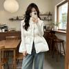 European winter new down cotton drawstring cotton vest women's medium and long warm waist slim vest jacket
