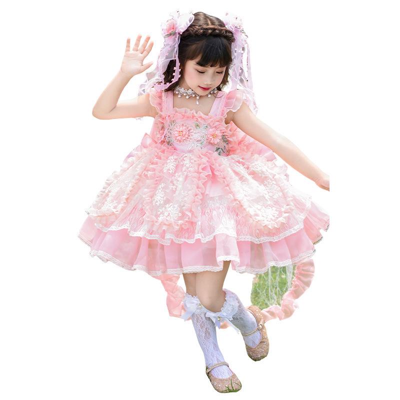 2026 Summer Flower Princess Lolita Dress for Girls - Birthday and Performance Outfit
