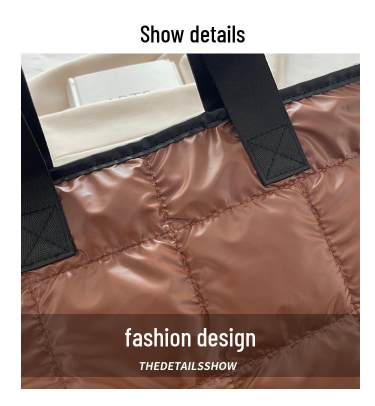 Korean Style 2025 Cotton Padded Large Tote Bag - Lightweight, Fashionable Single Shoulder Bag for Women