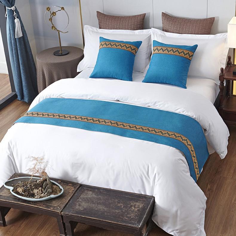 New Bed Tail Flag Decorative Cloth Home Textile Bedding Embroidered Long Strip Bed Cover Table Flag Universal in Multiple Colors