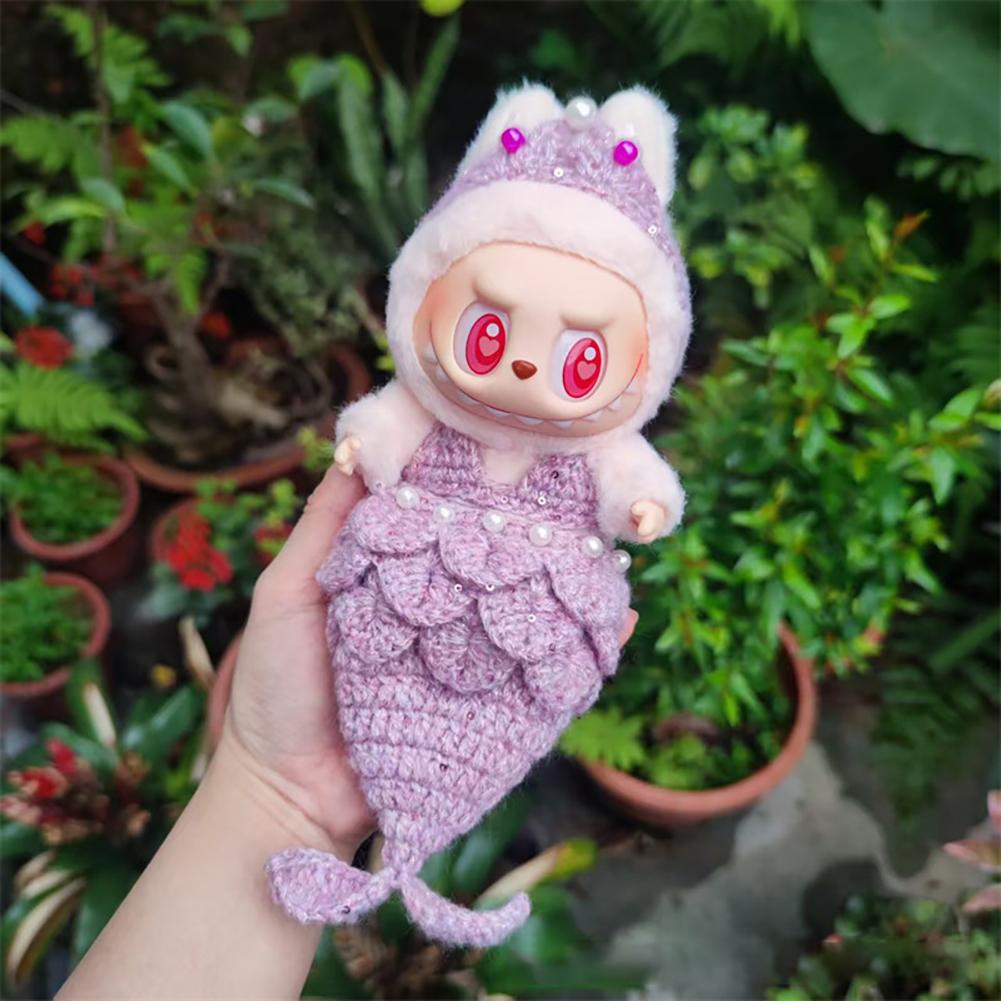 For 17cm Labubu Doll Clothes Fashion Clothes Swimwear Mermaid Clothes Color Match Cherry Suit Dolls Accessories Cute Decoration Little Clothes