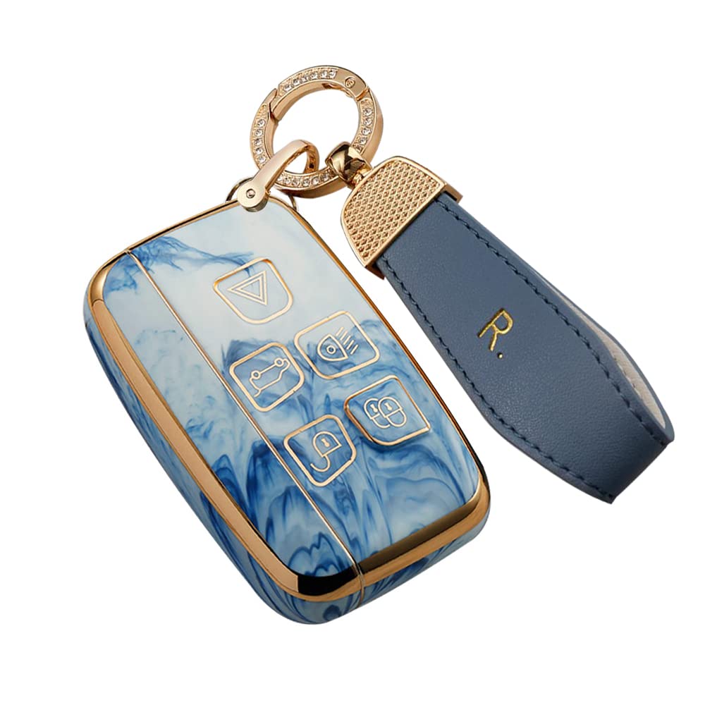 

SANRILY Чехол для смарт-ключа для ключа Land Rover, совместимый с Range Rover Range Rover Range Rover Discovery Jaguar Premium Scratch Пульт дистанционного управления Rover, синий