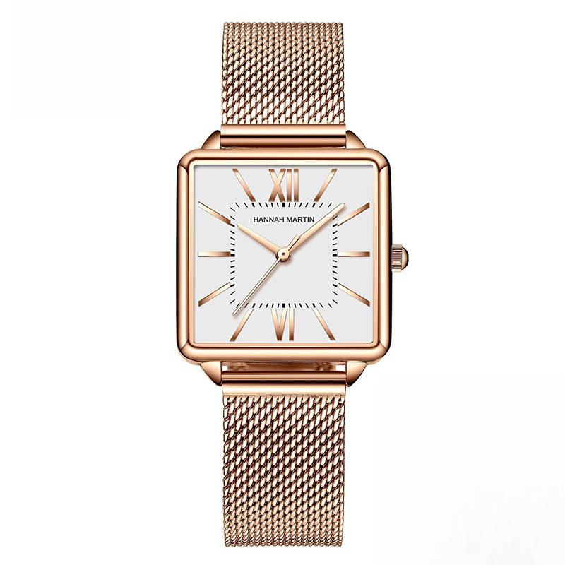 Japan Quartz Movement Green Dial Roman Square Watches Case Fashion Wristwatch Ladies Rose Gold Watches For Women AVE