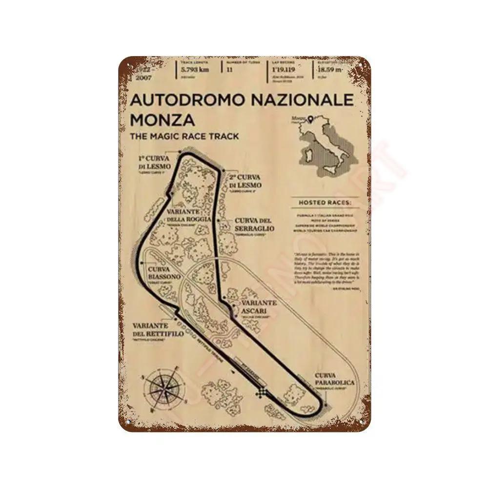 Vintage F1 Formula Racer Poster Metal Tin Sign Plaque Aesthetics Racing Monaco Grand Prix Circuit Track Wall Art Home Room Decor