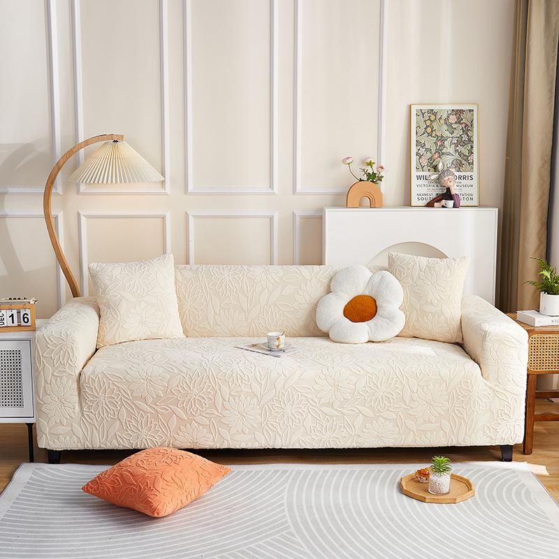 Camellia Ganzjahres-Sofabezug-Set, universell einsetzbar, Jacquard-Samt, rutschfest, kratzfest