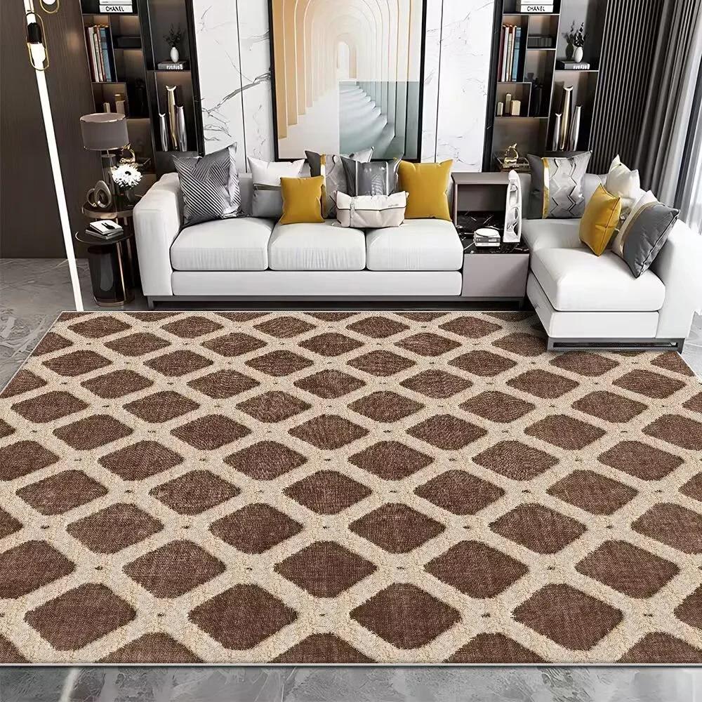 Modern Imitation Cowhide Luxury Living Room Carpet Sofa Area Rugs Bedroom Large Decorative Rug Washable Porch Anti-Slip Mat
