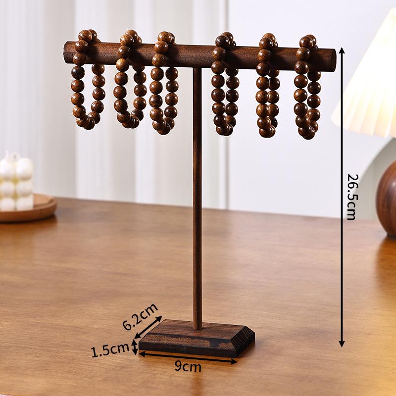 Solid Wood Jewelry Display Rack for Bracelets and Necklaces - Storage Stand & Live Streaming Props