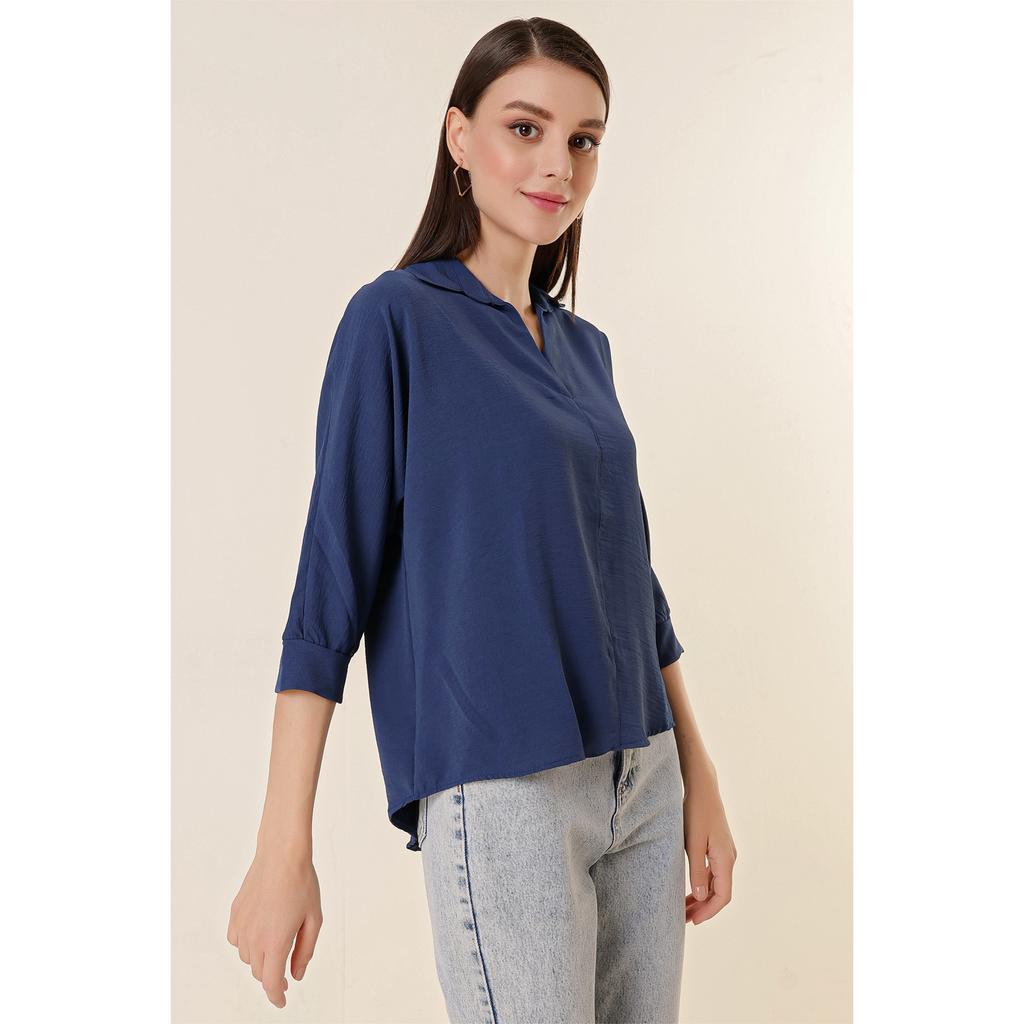 Polo Neck Three Quarter Sleeve Ayrobin Blouse