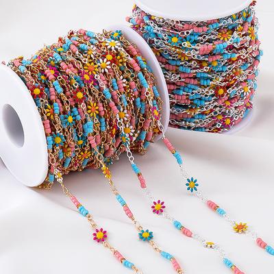 0.5M 1M 2M Bohemian Beach Floral Foot Anklet Chain Bracelet Neckalce Component Fashion Colorful Daisy Jewelry Making Accessories