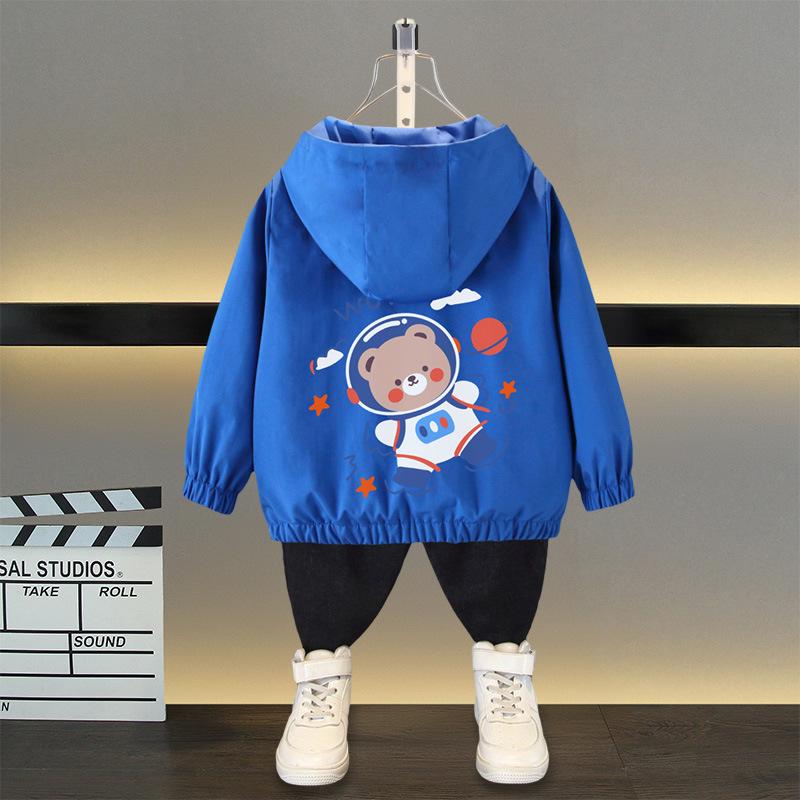 Spring and Autumn Girls Long Sleeved Zippered Cartoon Dinosaur Hooded Windproof Coat Top Children's Wear Jacket Baseball Jacket Models Boys and Girls