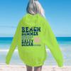 2024 Mode Floral Buchstaben Hoodie Damen Strand Sommer Salzig Ozeanwellen Grafik Kapuzenpullover Locker Langarm Ästhetik Sweatshirts