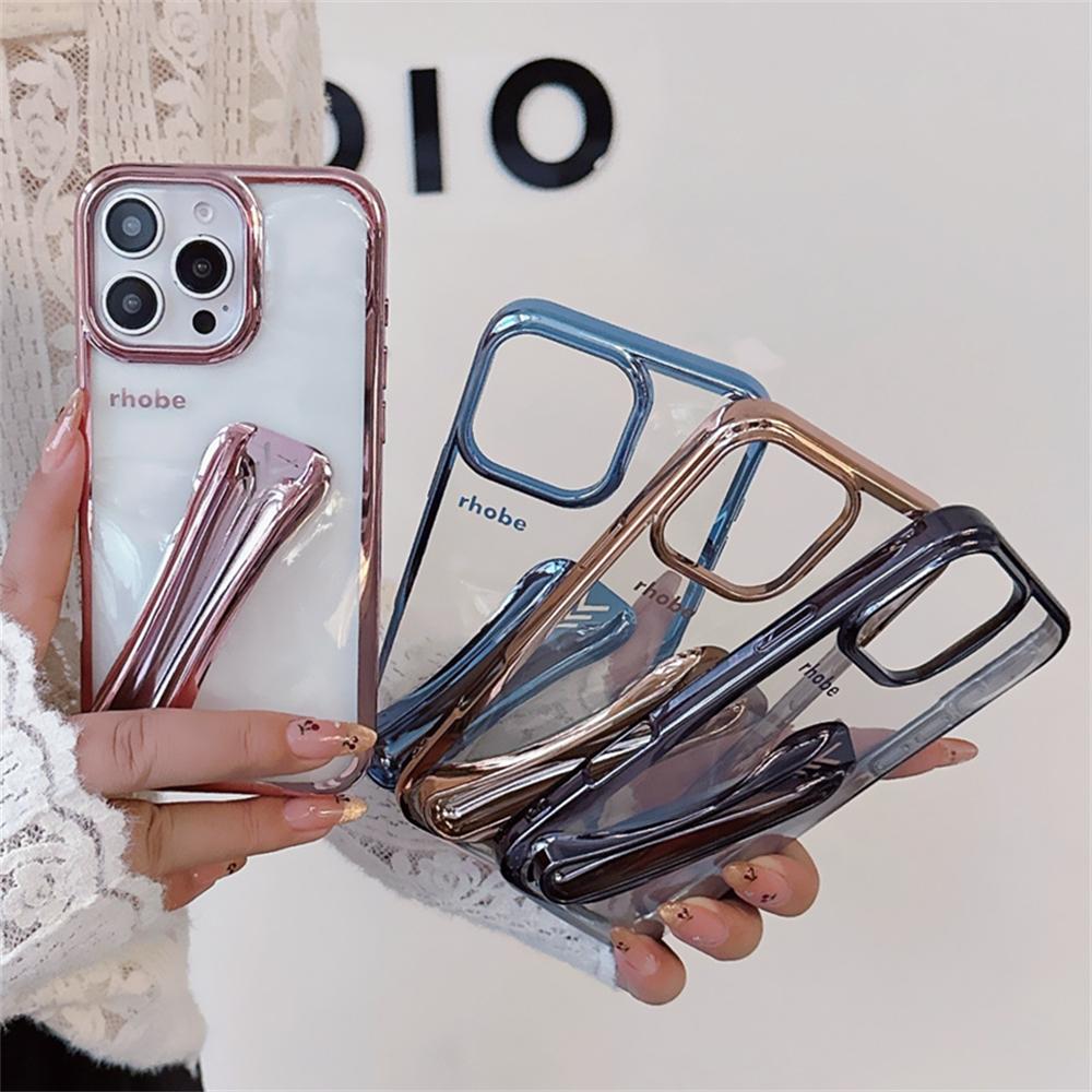 New Plating Clear INS Lipstick Phone Case For iPhone 16 15 14 13 12 11 Pro Max Plus Portable Lip Gloss Holder Hot Soft Cover