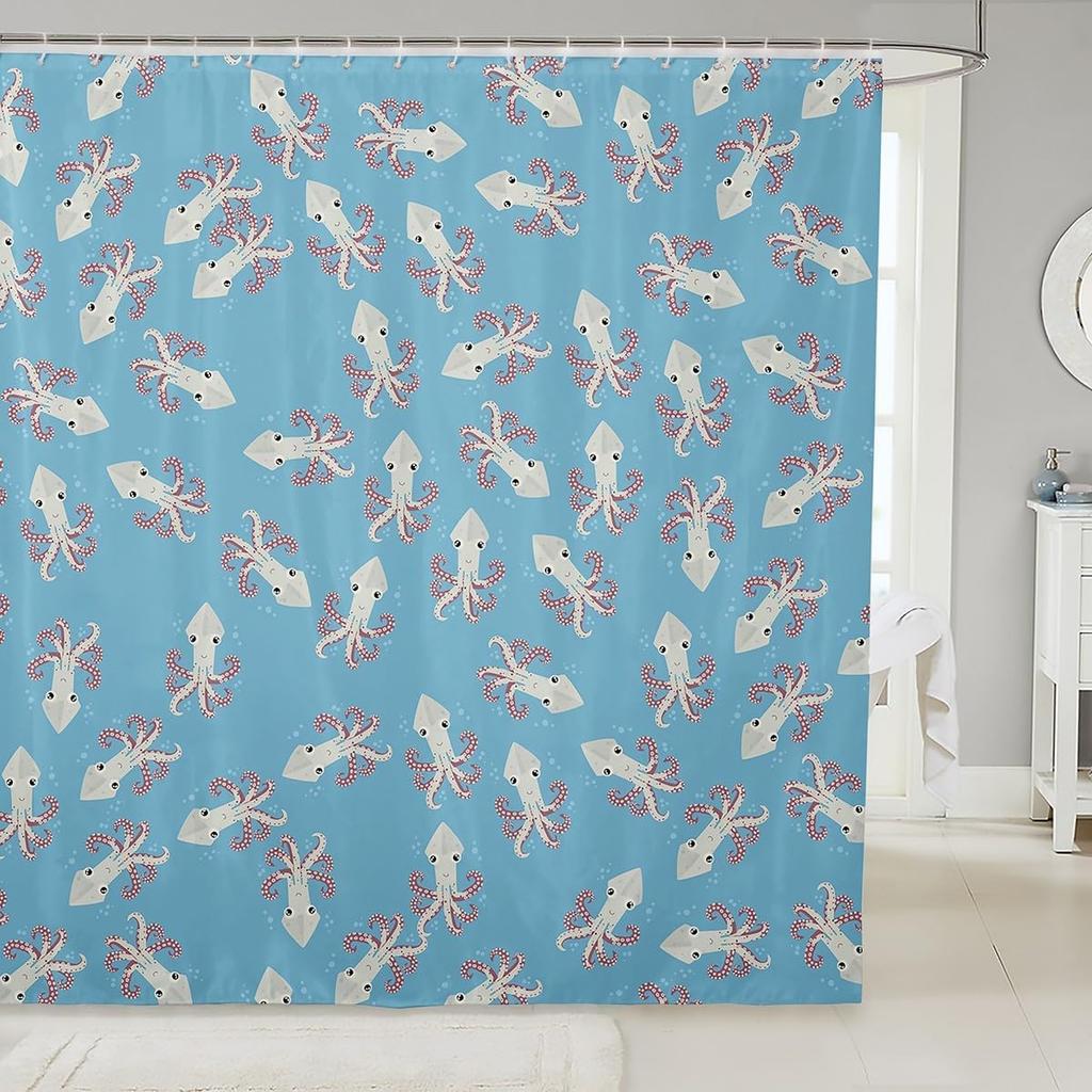 Delicious Fastfood Shower Curtain for Bathroom,Cartoon Yummy Hamburger Bathroom Curtain,French Fries Pizza Waterproof Bathroom