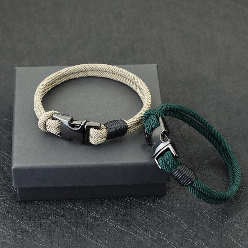 New Fashion Men Bracelet Double Layer Spring Buckle 4mm Nylon Rope Braclet Homme Leisure Accessories Hiphop Braslet Gift For Him