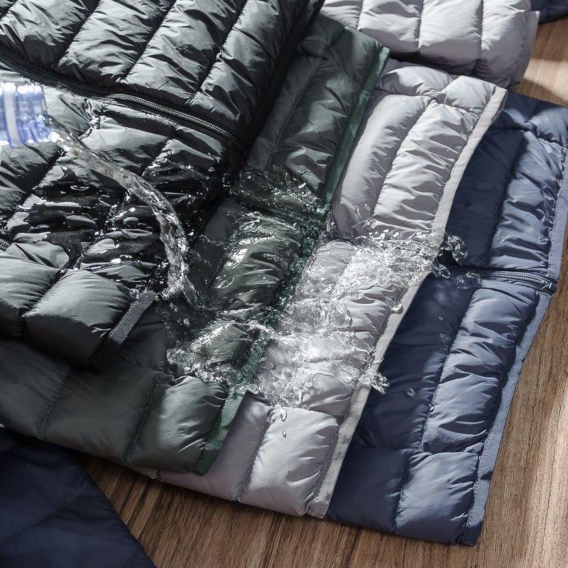 Giacca Leggera in Piuma da Uomo - Calda, Collo Alto, Giacca Invernale con Cappuccio Casual e Versatile