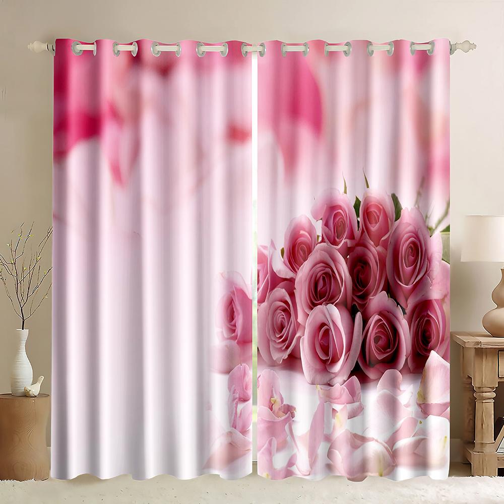 Romantische Schwarz Rote Blume Luxus Verdunkelungsvorhänge für Schlafzimmer Wohnzimmer Badezimmer Küche Tür Flur Schrank im Angebot