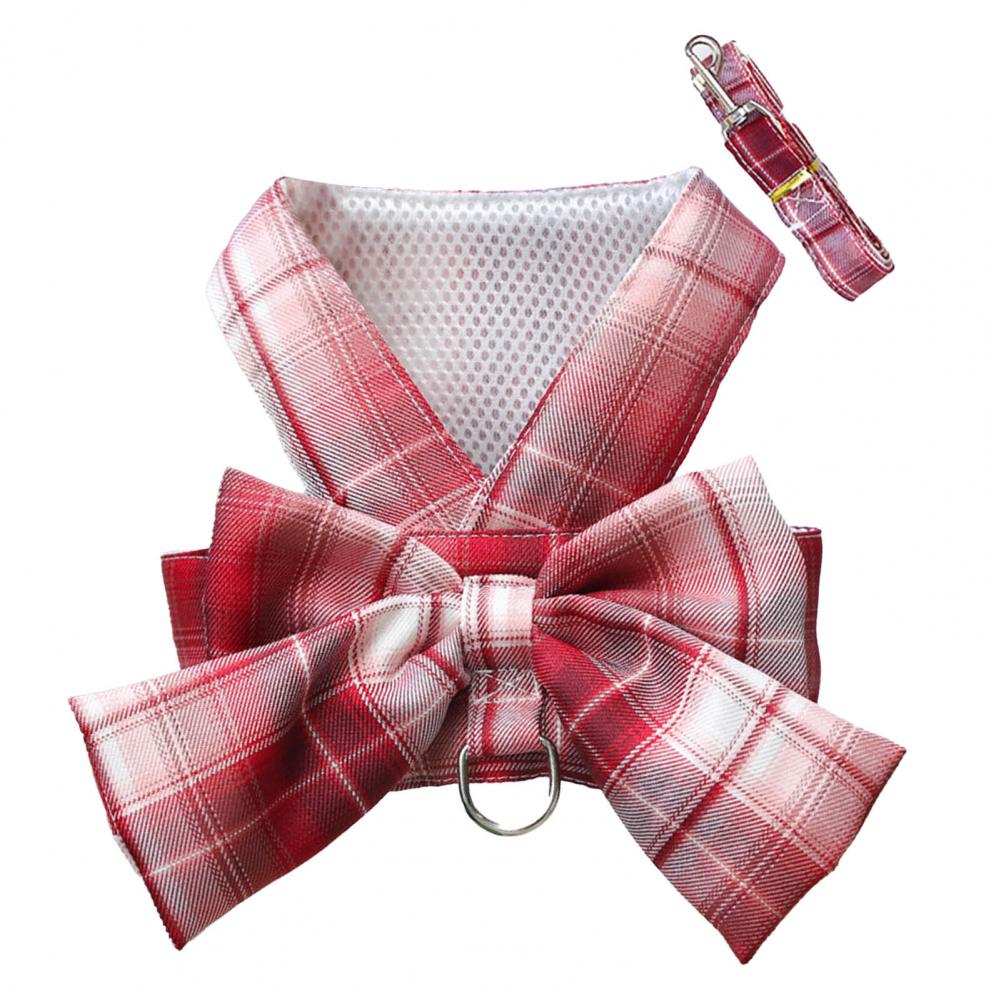 Rabbit JK Dresses and Leash Sets Mesh Plaid Pet Vest Harness Cat Bunny Chest Strap Set Small Animals Clothes Rabbits Accessories