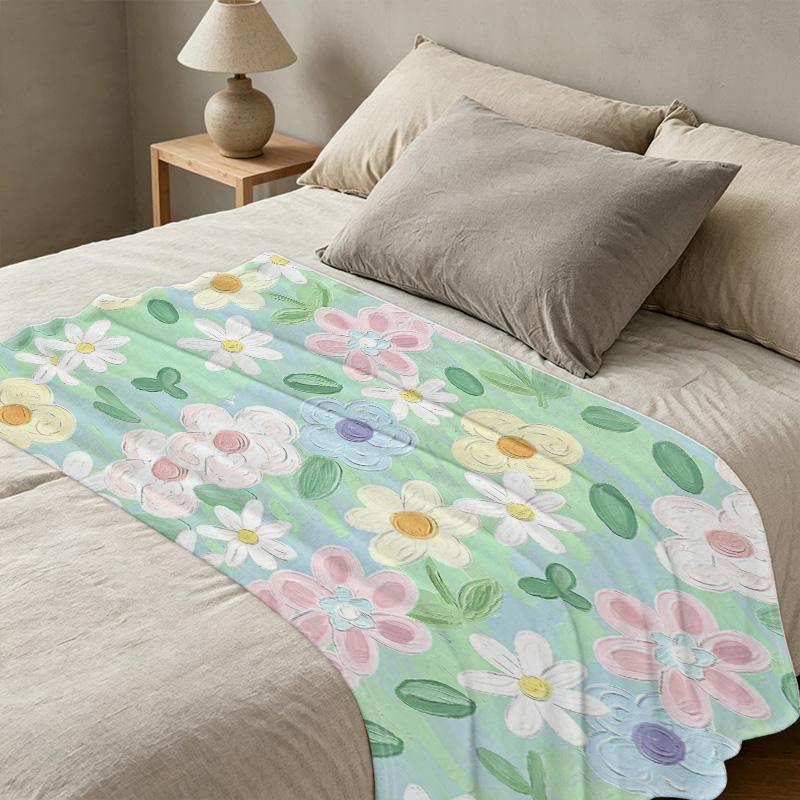 Plush Flannel Throw Blanket Machine Washable, Soft & Cozy, Warm Fresh Style for Bed, Sofa, Office, Halloween & Christmas