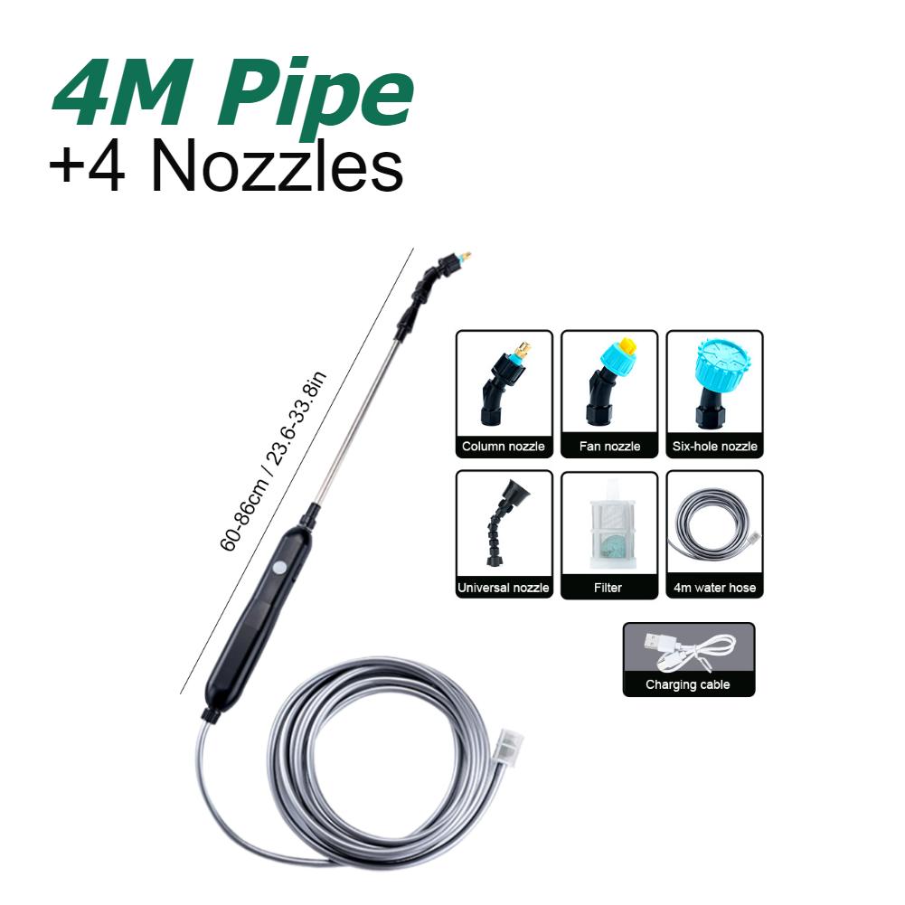 Tragbarer Elektrischer Gartensprüher 2/4/6M USB Wiederaufladbar Teleskopgriff Elektrischer Sprüher mit 2/4 Düsen für Hofpflanzen