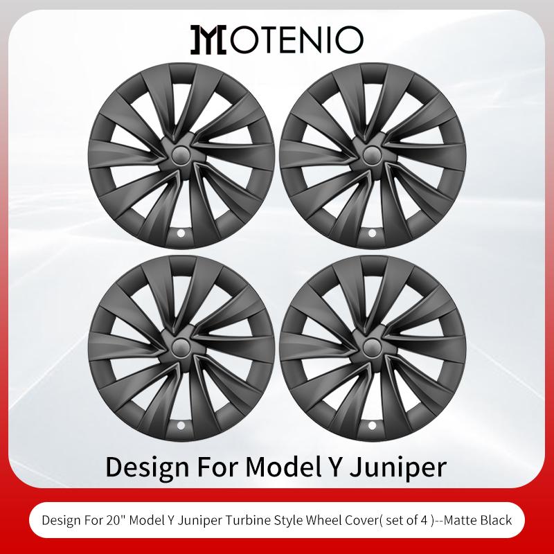 4PCS for New Model Y 2025-2026 Juniper 20 Inch 4PCS Turbine Style Black Hubcap Rim Cover Hub Cap Wheel Cap for Tesla