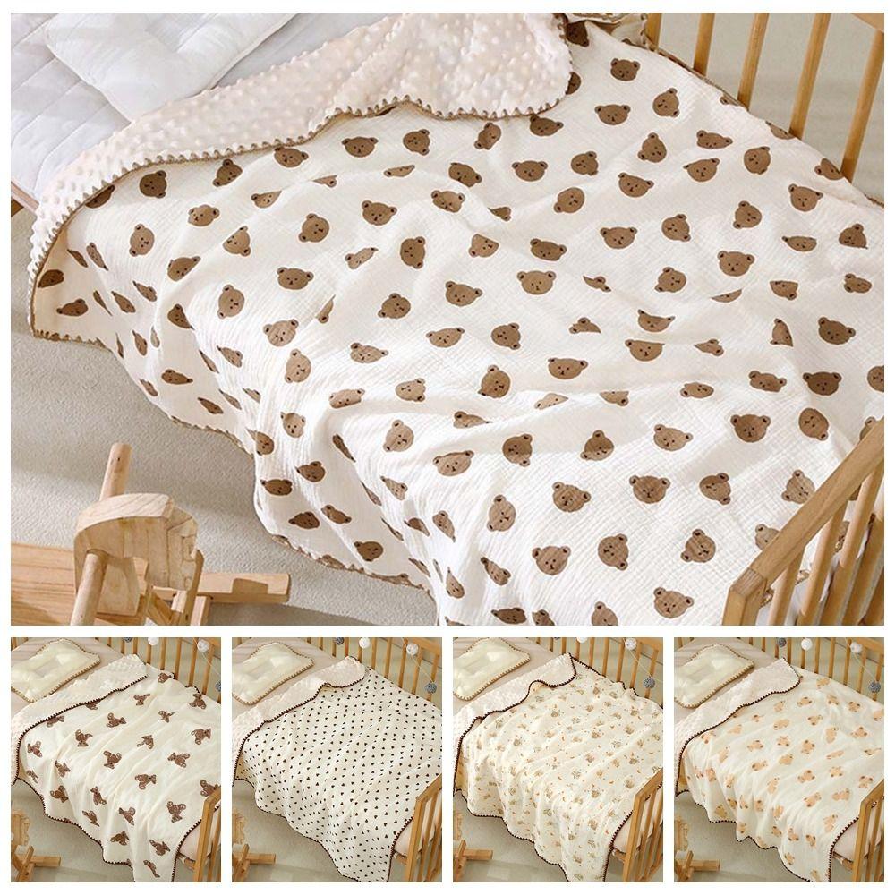 Soft Baby Bean Blanket Bear Printed Nap Sleeping Rug Cover Blanket for Infant  Bedroom
