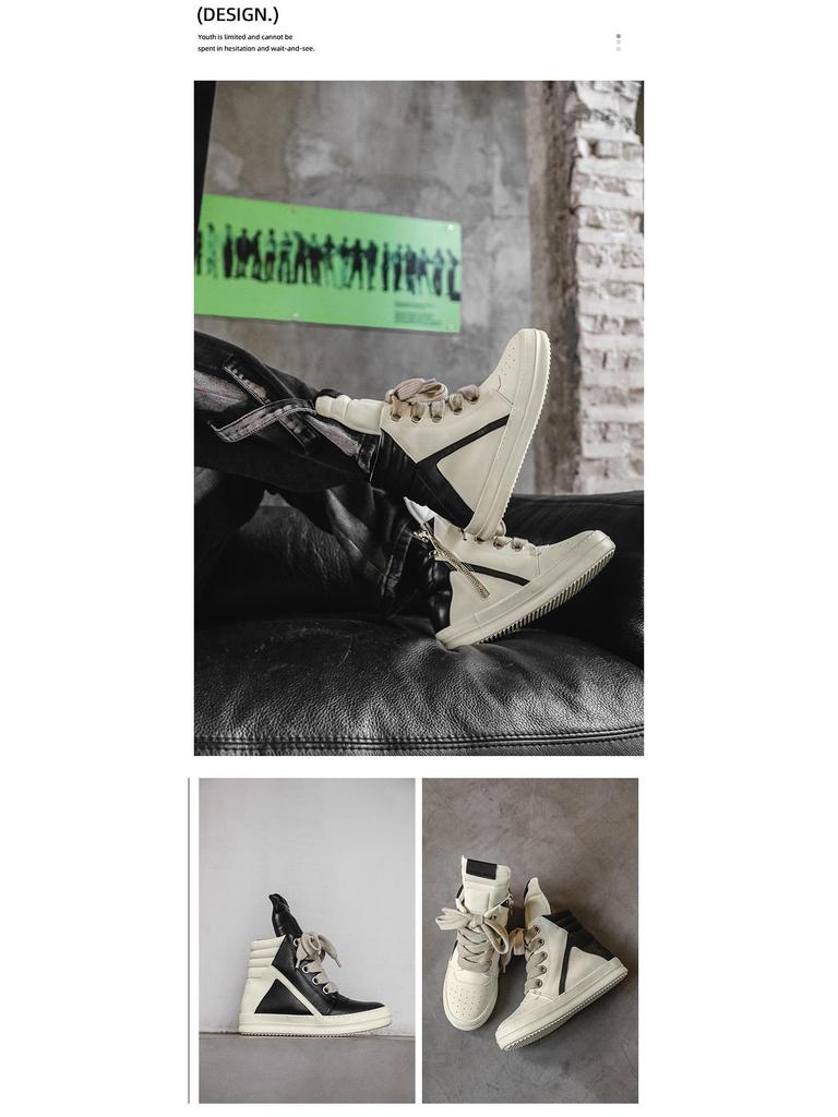 Men's Trendy High-Top Street Style Ankle Boots with Thick Sole and Height Increase - Model X168