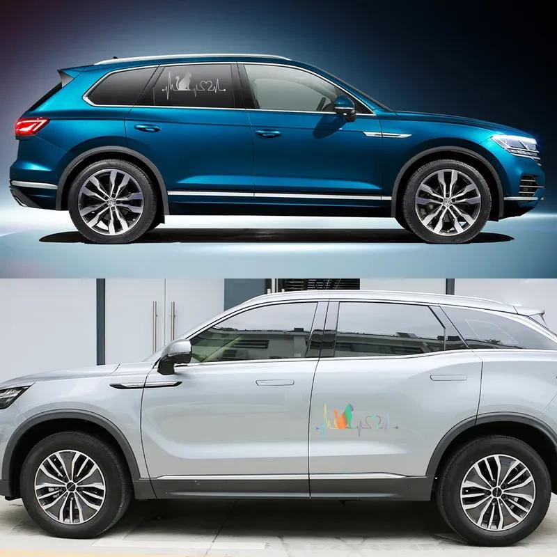 Universal Car Body Vinyl Sticker Cat Electrocardiogram Graphics Decal DIY Style Auto Window Hood Tail Tuning Accessories