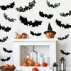Spooky 3D Bats Wall Decor Halloween Sticker PVC Bats Window Decal Indoor Bathroom Home Party Decoration