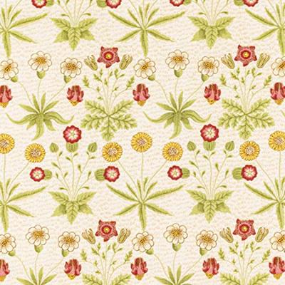 William Morris Floral Cotton Print of Daisy 110cm Wide X 1m Fabric, "Best Morris" Print, Cream, Pre-cut, MO-4156M