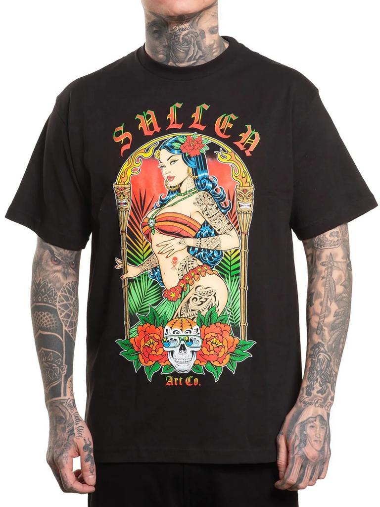 Sullen Men's Hula Girl Short Sleeve Standard T-shirt Tattoo Hawaiian Girl Tee