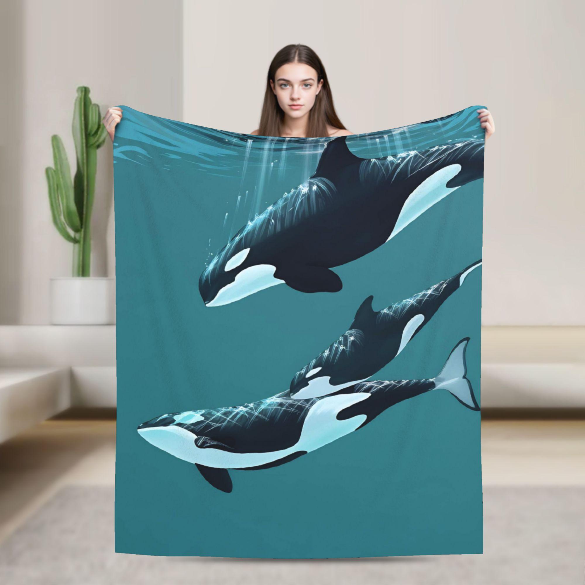 

Orcinus orca Cozy Blankets Fashion Plane Travel Bedding Throws Bedroom Flannel Bedspread Sofa Bed Cover 75x100cm (30x40inch)