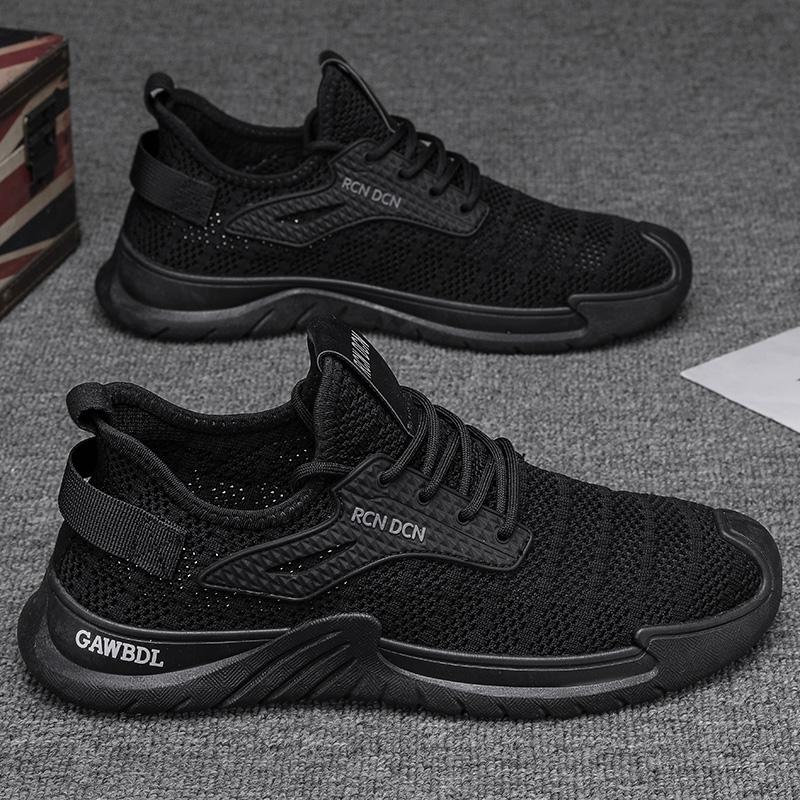

Мужская вязаная обувь для бега и ходьбы, модные повседневные кроссовки, дышащие спортивные легкие мужские кроссовки для занятий спортом в тренажерном зале, повседневная обувь 39 чёрный
