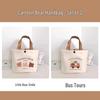 Bear Canvas Tote: Women's Versatile Printed Handbag, Portable Student Lunch and Work Bag.