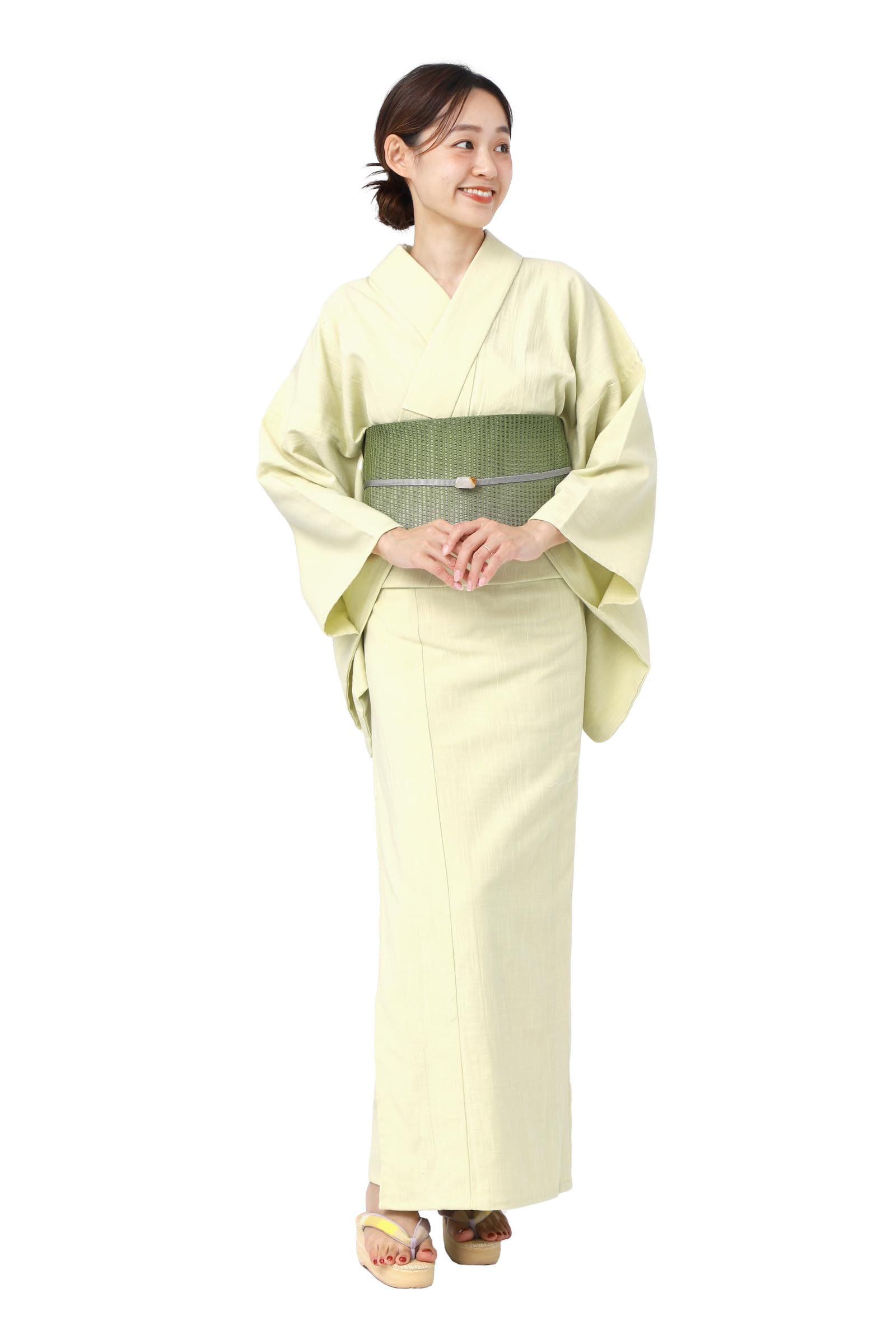 

Юката для взрослых, простое одиночное кимоно Shijira Weave Kurume, одиночная одежда BOTAN [Tayutaf], женская (Лимон желтый) лимонно-желтый