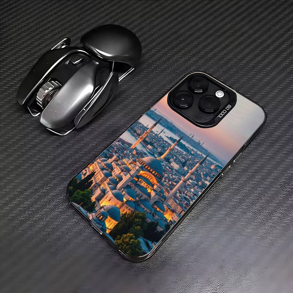 

S-SceneryS Istanbul T-Turkey Phone Case For iPhone17,16,15,14,13,12,11 Plus,Pro Max Colored Silver Plated Inside Cover iPhone13