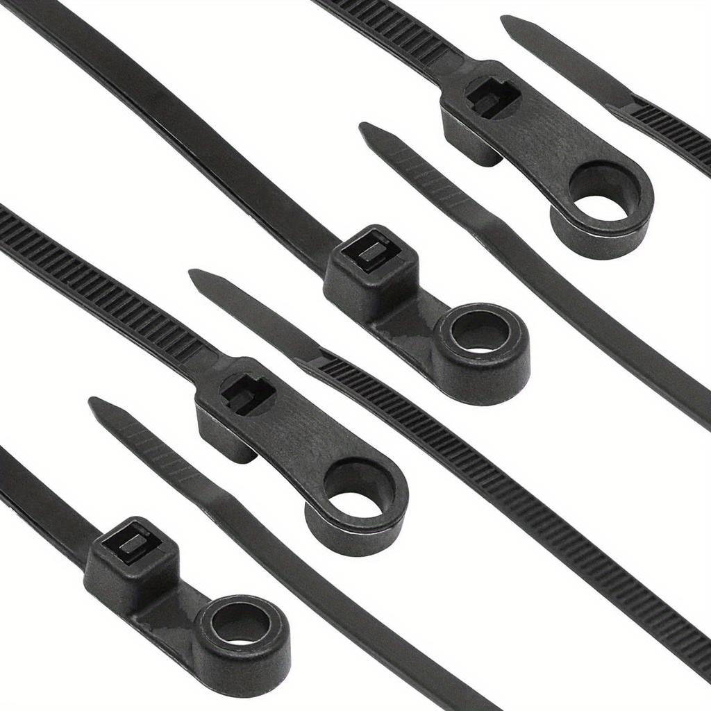 100pcs Creative Nylon Cable Ties with Screw Mounting Holes, Self-Locking Loop Strapping, DIY Office Cable Harness Organizer