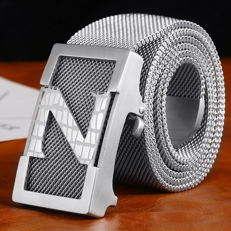 Inside 304 stainless steel belt buckle head Men's belt buckle Outdoor Full metal belt chain Trendy men's leisure