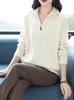 Women's Korean Style Cable Knit Half-Zip Pullover Sweater - Autumn/Winter 2026 Collection