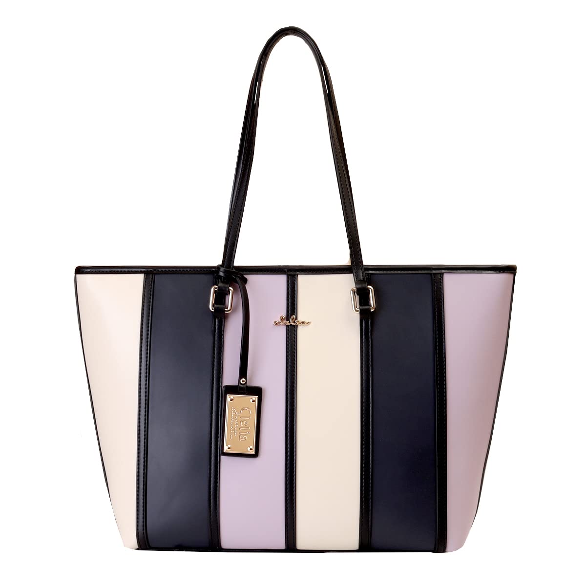 

Tote Bag for Multicolor A4 Large Bellezza Series [Clelia] Women, Stripe, Compatible, Capacity, Mother s Bag, [CL-22130-6] (Lavender)