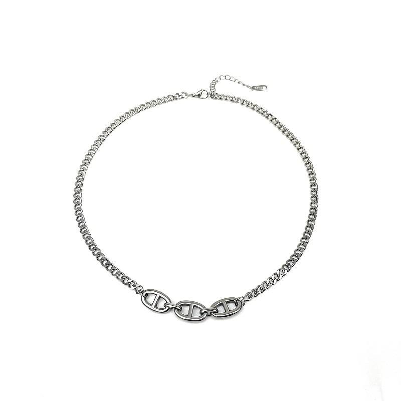 Minimalist Stainless Steel Collar Chain With Geometric Design For Unisex Fashion Accessory