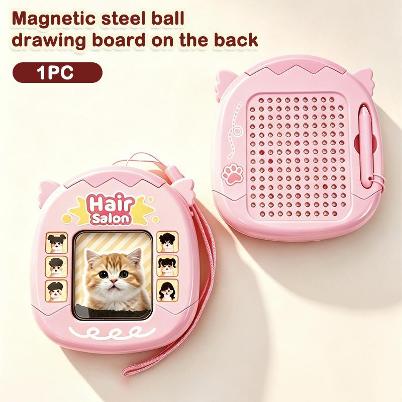 Fidget Diy Hair Style Keychain Funny Mini Magnetic Drawing Painting Board Steel Bead Creative Cat Styling Pendant Car Pendant