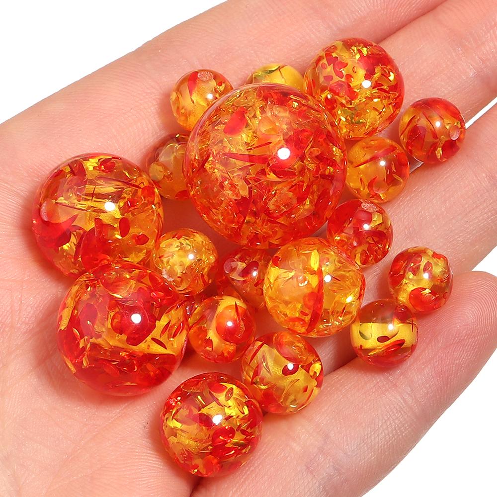 5-30pcs Imitation Amber Beads Round Loose Spaced Acrylic Beads For DIY Crafts Charms Bracelet Necklace Accessory 8/10/12/16/20mm